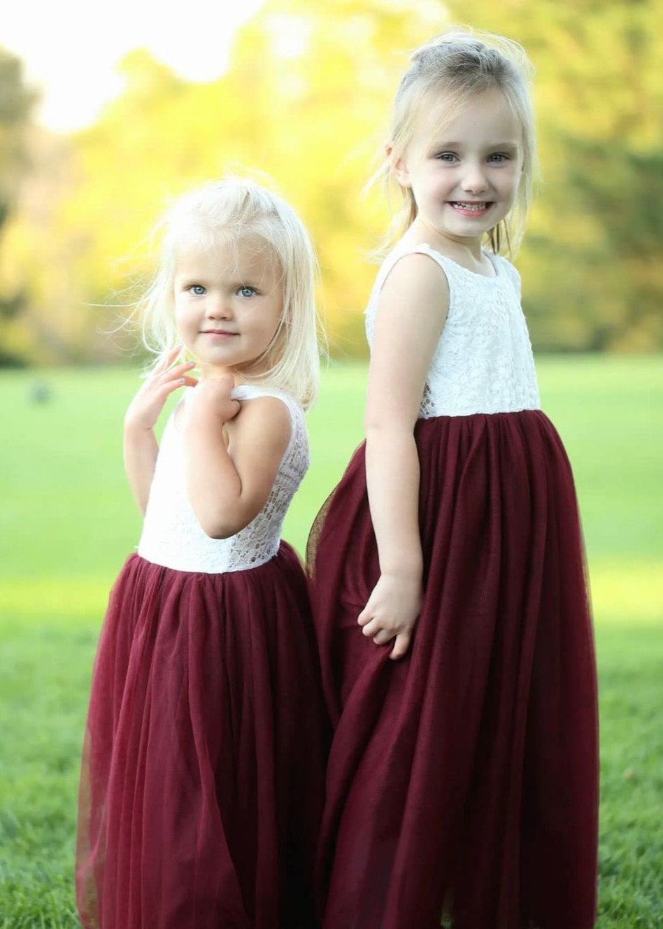Peony Lace Flower Girl Dress in Burgundy Sleeveless Maxi 7-8 years Peony Lace Flower Girl Dress in Burgundy Sleeveless Maxi 7-8 years