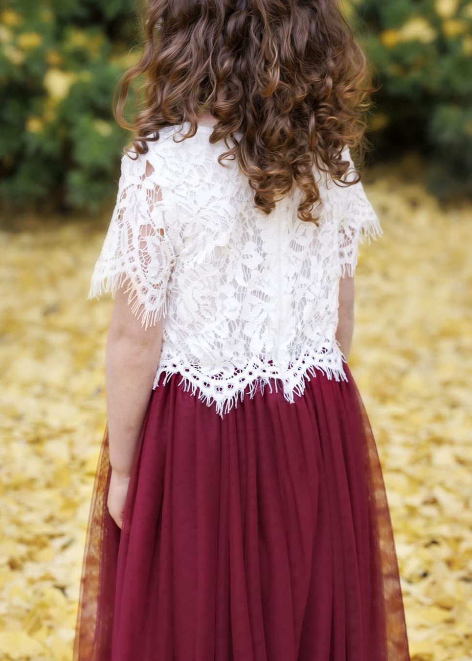 Scalloped Lace Girl Dress Set in Burgundy – 2BUNNIES