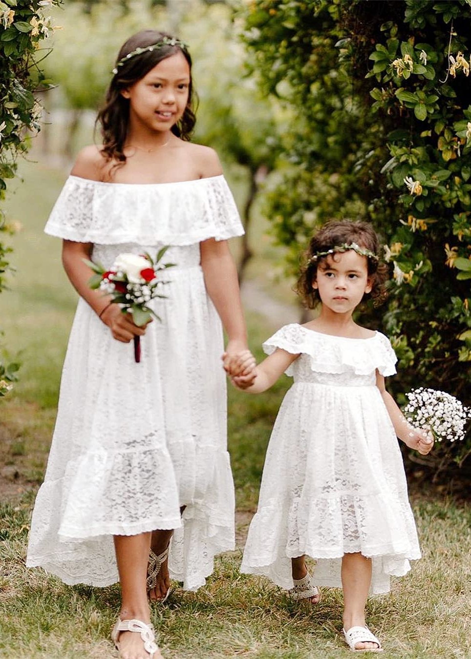 Bohemian Flower Girl Dress White Lace Flower Girl Dress 