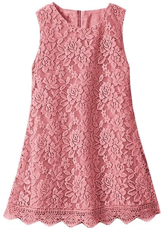 Violet Lace Boho Girl Dress in Dusty Pink