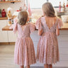 2Bunnies Flower Girl Dress Paisley Lace Back A-Line Flutter Sleeve Straight All Lace Knee (Dusty Pink) - 2BUNNIES