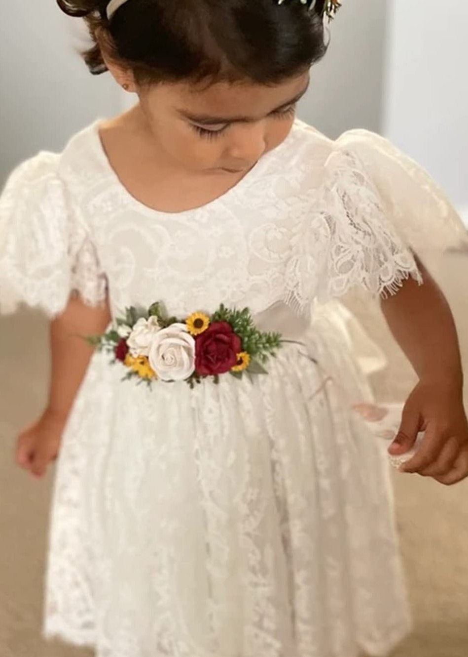 Paisley All Lace Flower Girl Dress in White