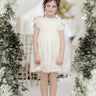 2Bunnies Girl Lace Dress Sunflower Pom Pom Trim (Ivory) - 2BUNNIES