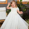 2Bunnies Communion Flower Girl Dress Cap Sleeve Straight Tulle Maxi (Ivory) - 2BUNNIES