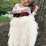 2Bunnies Flower Girl Dress Peony Lace Back A-Line Long Sleeve Tiered Tulle Maxi (Ivory) - 2BUNNIES