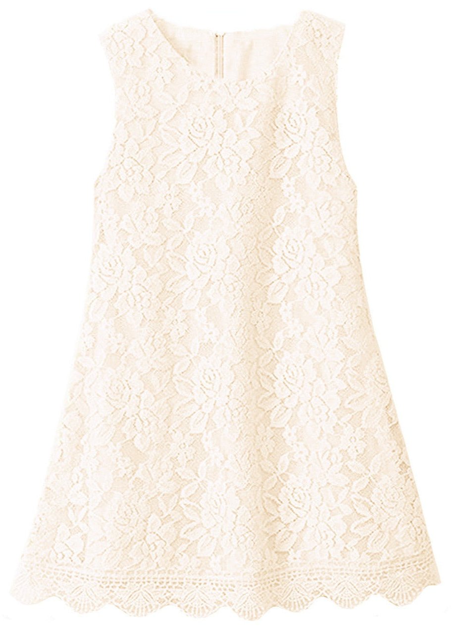 Violet Lace Boho Girl Dress in Ivory