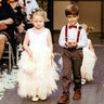 2Bunnies Flower Girl Dress Peony Lace Back A-Line Sleeveless Tiered Tulle Maxi (Ivory) - 2BUNNIES