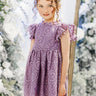 2Bunnies Girl Lace Dress Sunflower Pom Pom Trim (Mauve) - 2BUNNIES