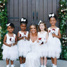 2Bunnies Flower Girl Dress Peony Lace Back A-Line Sleeveless Tiered Tulle Short (White No Applique) - 2BUNNIES