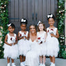 2Bunnies Flower Girl Dress Peony Lace Back A-Line Sleeveless Tiered Tulle Short (White No Applique) - 2BUNNIES