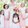 2Bunnies Flower Girl 1 Piece Dress Set Scallop Lace Short Sleeve Maxi Straight (Pink) - 2BUNNIES