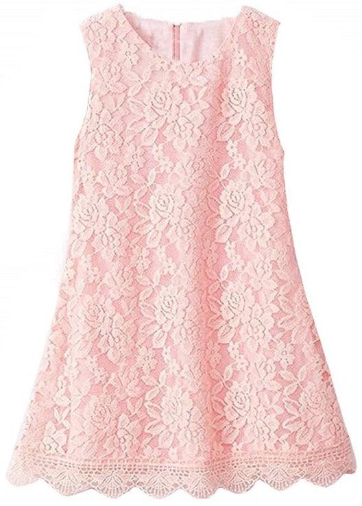 Violet Lace Boho Girl Dress in Pink