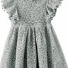 Sunflower Lace Pom Pom Trim Girl Dress in Light Gray - 2BUNNIES