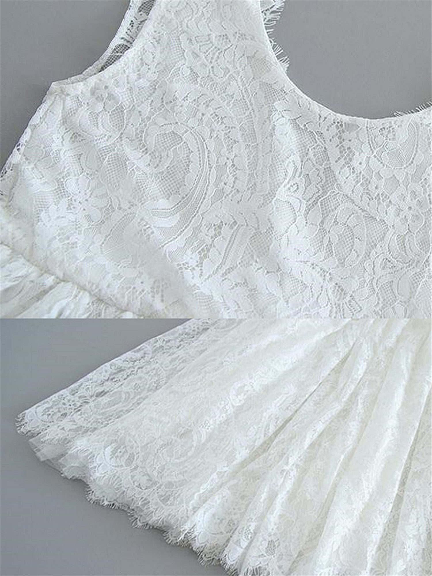 2Bunnies Flower Girl Dress Paisley All Lace Sleeveless Maxi (White) - 2BUNNIES