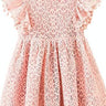 2Bunnies Girl Lace Dress Sunflower Pom Pom Trim (Rose Pink) - 2BUNNIES