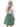 Rose Lace Flower Girl Dress in Sage Long-Sleeve Tea-Length Tulle A-Line V-Back Scoop
