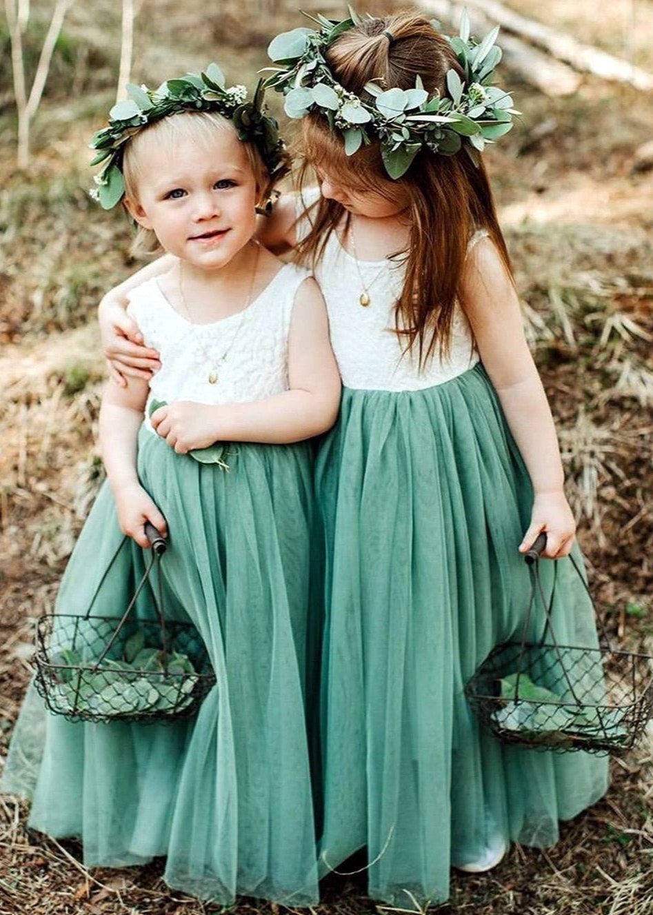 Moss green flower girl dress on sale