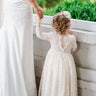 2Bunnies Flower Girl Dress Paisley All Lace Long Sleeve Maxi (Antique Ivory) - 2BUNNIES