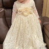 2Bunnies Flower Girl Dress Paisley All Lace Long Sleeve Maxi (Ivory) - 2BUNNIES