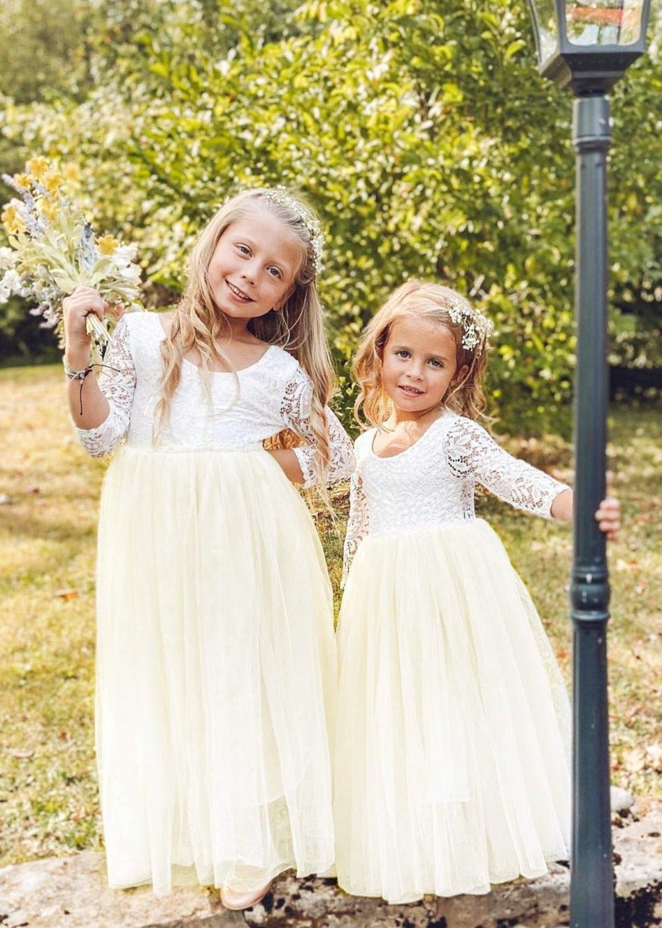Peony Lace Flower Girl Dress in Ivory