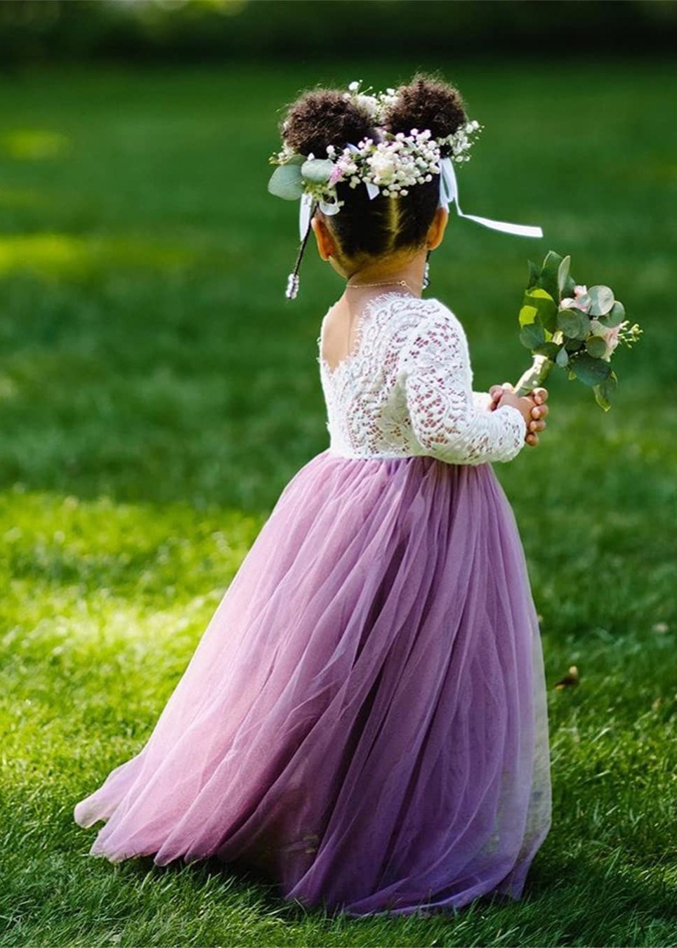 flower girl dresses lavender Peony Lace Flower Girl Dress in Mauve Sleeve Maxi 2T / Mauve