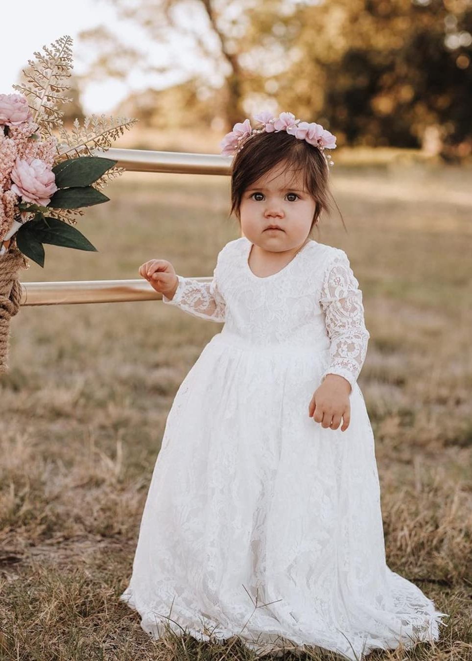 Maxi Dress Flower Girl White Lace Dress Girls' Paisley All-Over Lace Long Sleeve Maxi Dress Maxi Dress Flower Girl White Lace Dress Girls' Paisley All-Over Lace Long Sleeve Maxi Dress