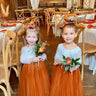 2Bunnies Flower Girl Dress Rose Lace Back A-Line Long Sleeve Straight Tulle Maxi (Burnt Orange) - 2BUNNIES