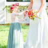 2Bunnies Flower Girl Dress Rose Lace Back A-Line Long Sleeve Straight Tulle Maxi (Sage) - 2BUNNIES