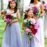 2Bunnies Flower Girl Dress Rose Lace Back A-Line Sleeveless Straight Tulle Maxi (Bluish Gray) - 2BUNNIES