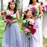 2Bunnies Flower Girl Dress Rose Lace Back A-Line Sleeveless Straight Tulle Maxi (Bluish Gray) - 2BUNNIES