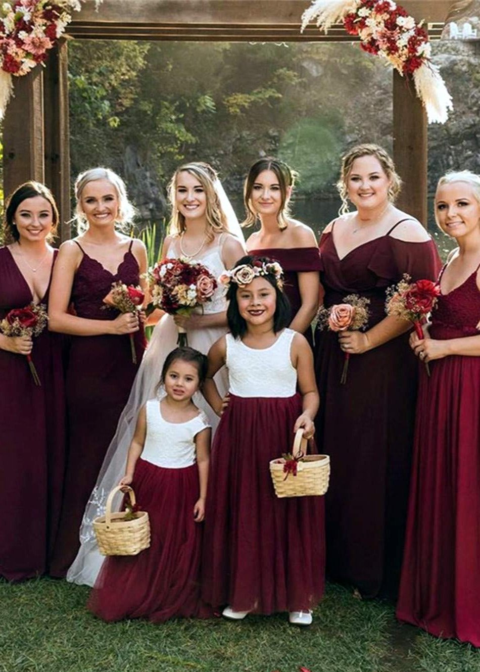 Rose Lace Flower Girl Dress in Burgundy 3T / Burgundy Rose Lace Flower Girl Dress in Burgundy 3T / Burgundy