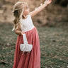 2Bunnies Flower Girl Dress Rose Lace Back A-Line Sleeveless Straight Tulle Maxi (Dusty Pink) - 2BUNNIES