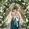 2Bunnies Flower Girl Dress Rose Lace Back A-Line Sleeveless Straight Tulle Maxi (Green) - 2BUNNIES