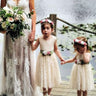 2Bunnies Flower Girl Dress Paisley All Lace Sleeveless Knee (Antique Ivory) - 2BUNNIES