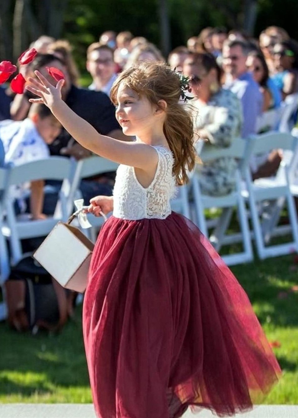 Peony Lace Flower Girl Dress in Burgundy Sleeveless Maxi 7-8 years Peony Lace Flower Girl Dress in Burgundy Sleeveless Maxi 7-8 years