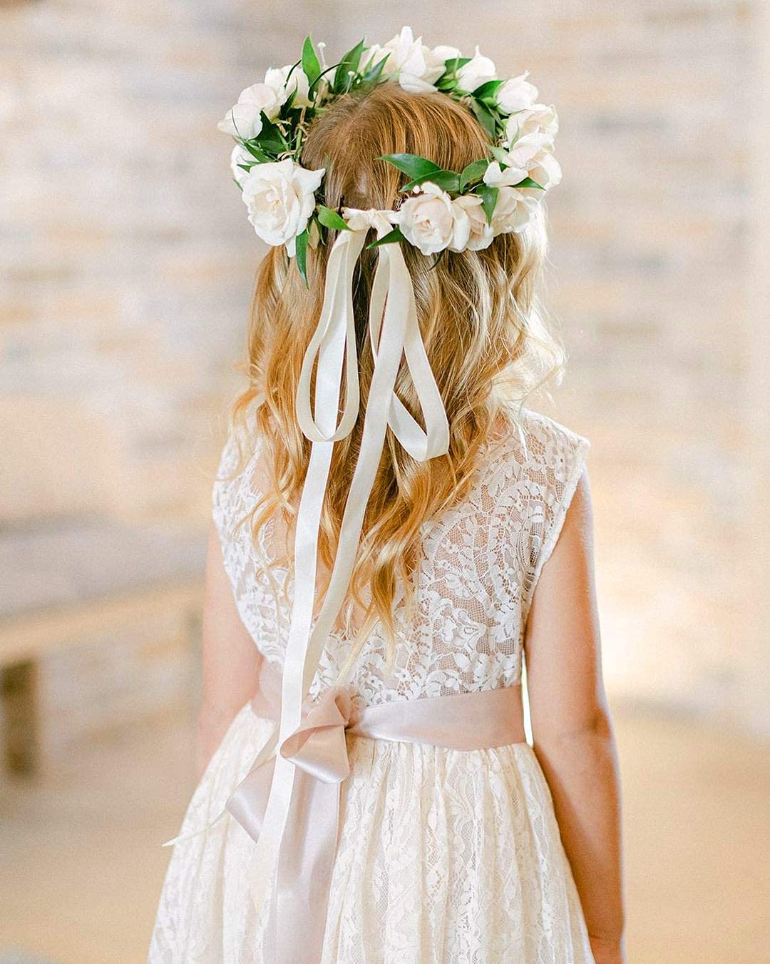 2Bunnies Flower Girl Dress Paisley All Lace Sleeveless Maxi (Ivory) - 2BUNNIES