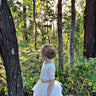 2Bunnies Flower Girl 2 Pcs Dress Set Scallop Lace Long Sleeve Maxi Tiered (White) - 2BUNNIES