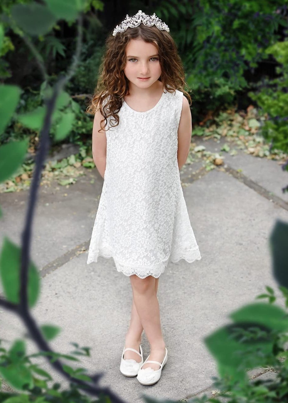 Violet Lace Boho Girl Dress in White